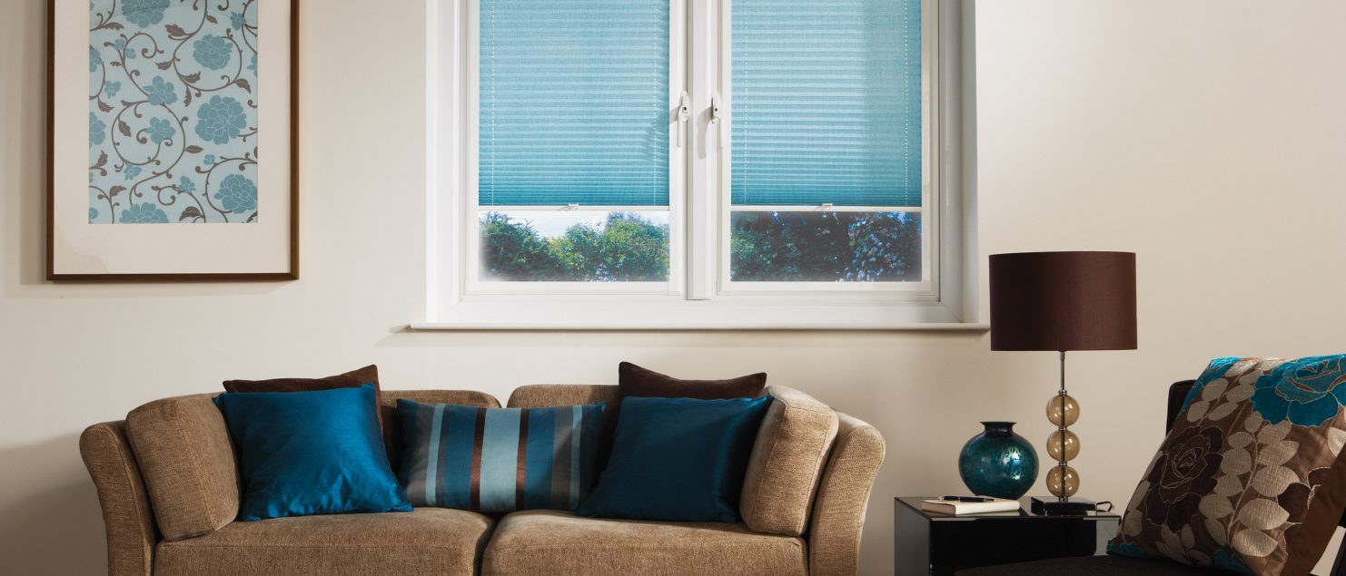 Blue Blackout pleated blinds
