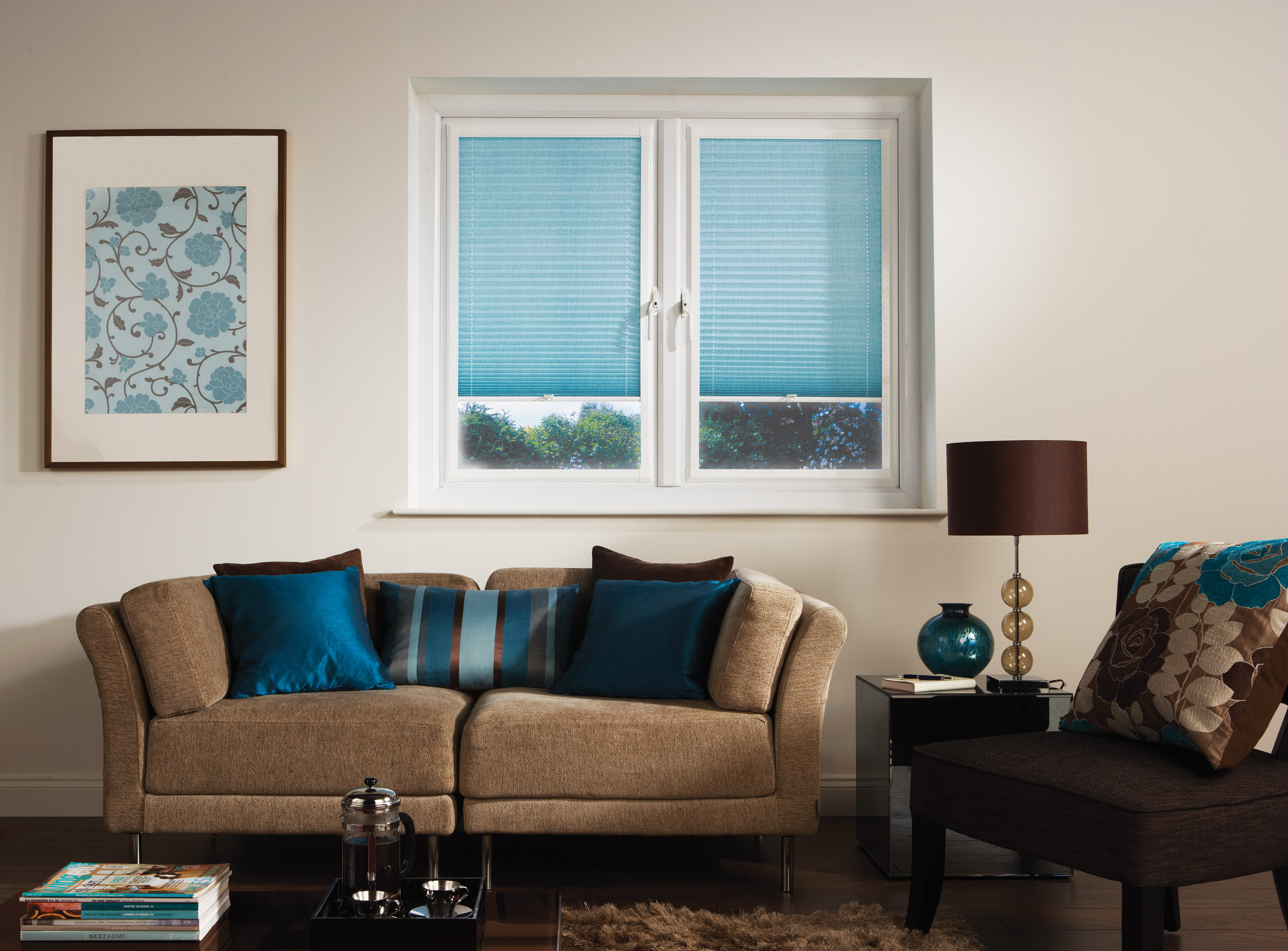 Blue Blackout Pleated Blinds