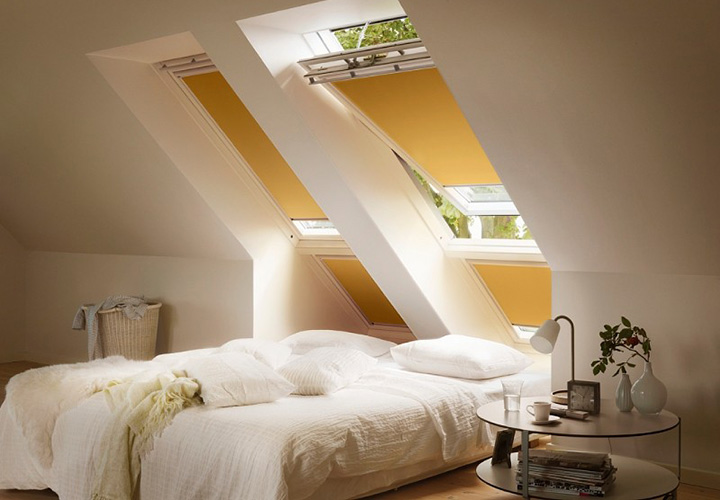 Yellow skylight blinds