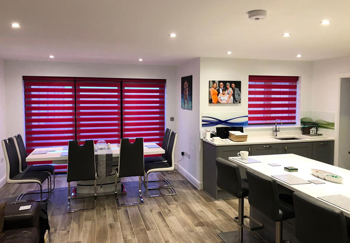 Duo roll blinds in a kitchen