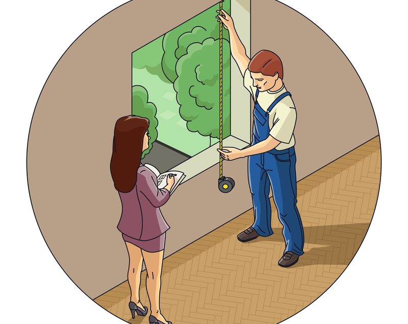 man and woman measuring window for blinds